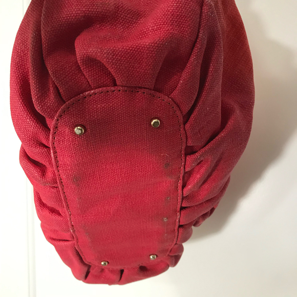Kate Spade NY Red Ombre Fade Canvas Satchel Shoulder Bag with Pink Lining EUC - Picture 4 of 10